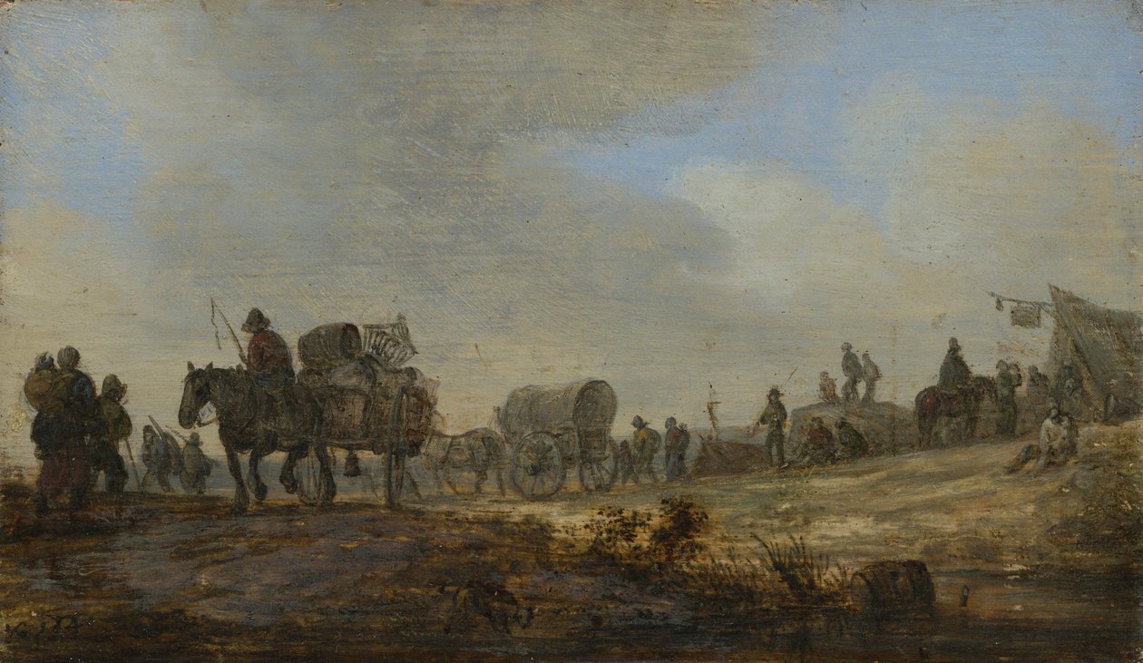 Landschaft mit Bauernkarren von Jan van Goyen