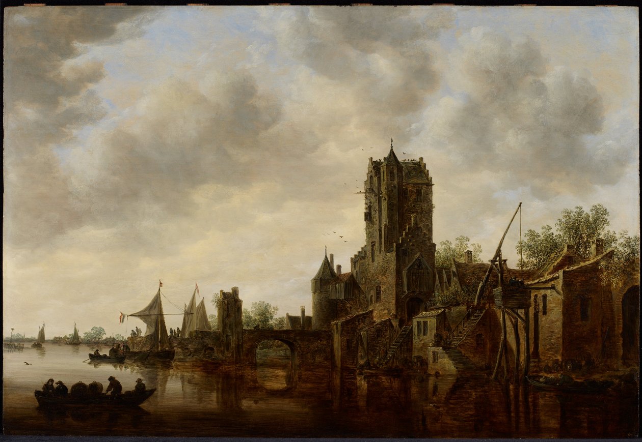 Flusslandschaft mit dem Pellecussen-Tor nahe Utrecht von Jan van Goyen