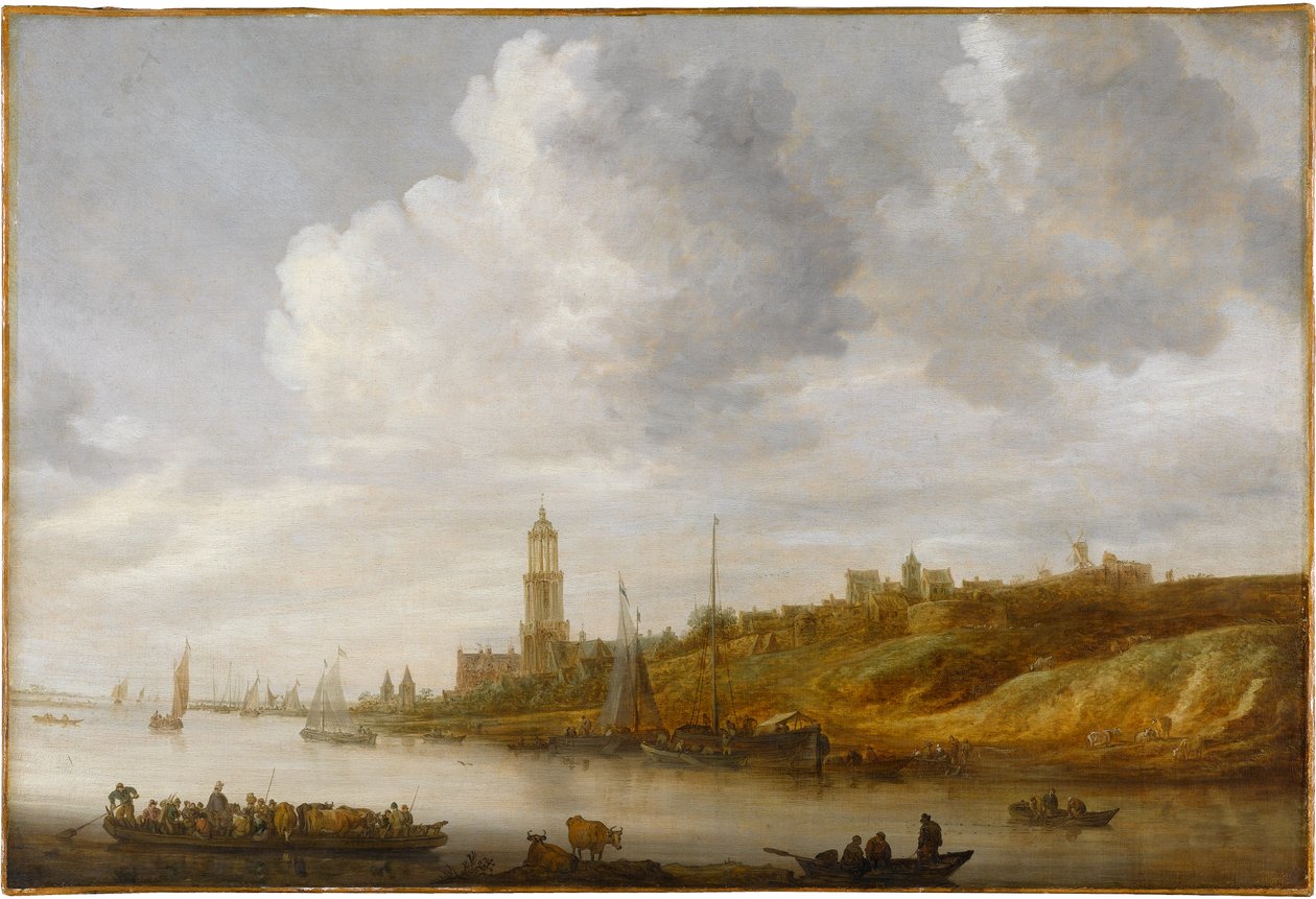 Überfahrt über den Rhein bei Rhenen von Jan van Goyen