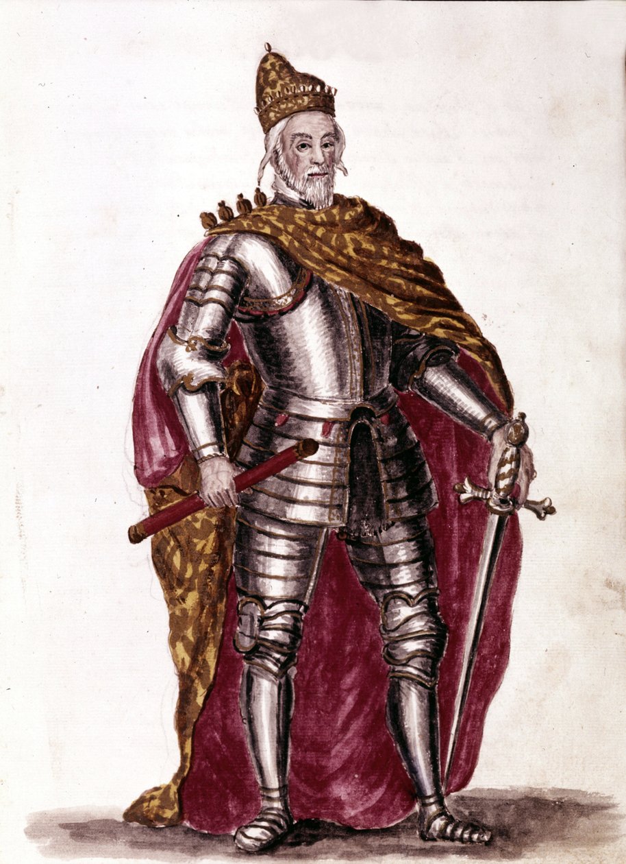 Doge Sebastiano Venier (1577 - 1578). Aquarellzeichnung und Tinte aus dem Manuskript „Sitten der Venezianer“ von Jan van Grevenbroeck (oder Giovanni Grevembroch (Grevenbroch) (1731-1807) von Jan van Grevenbroeck
