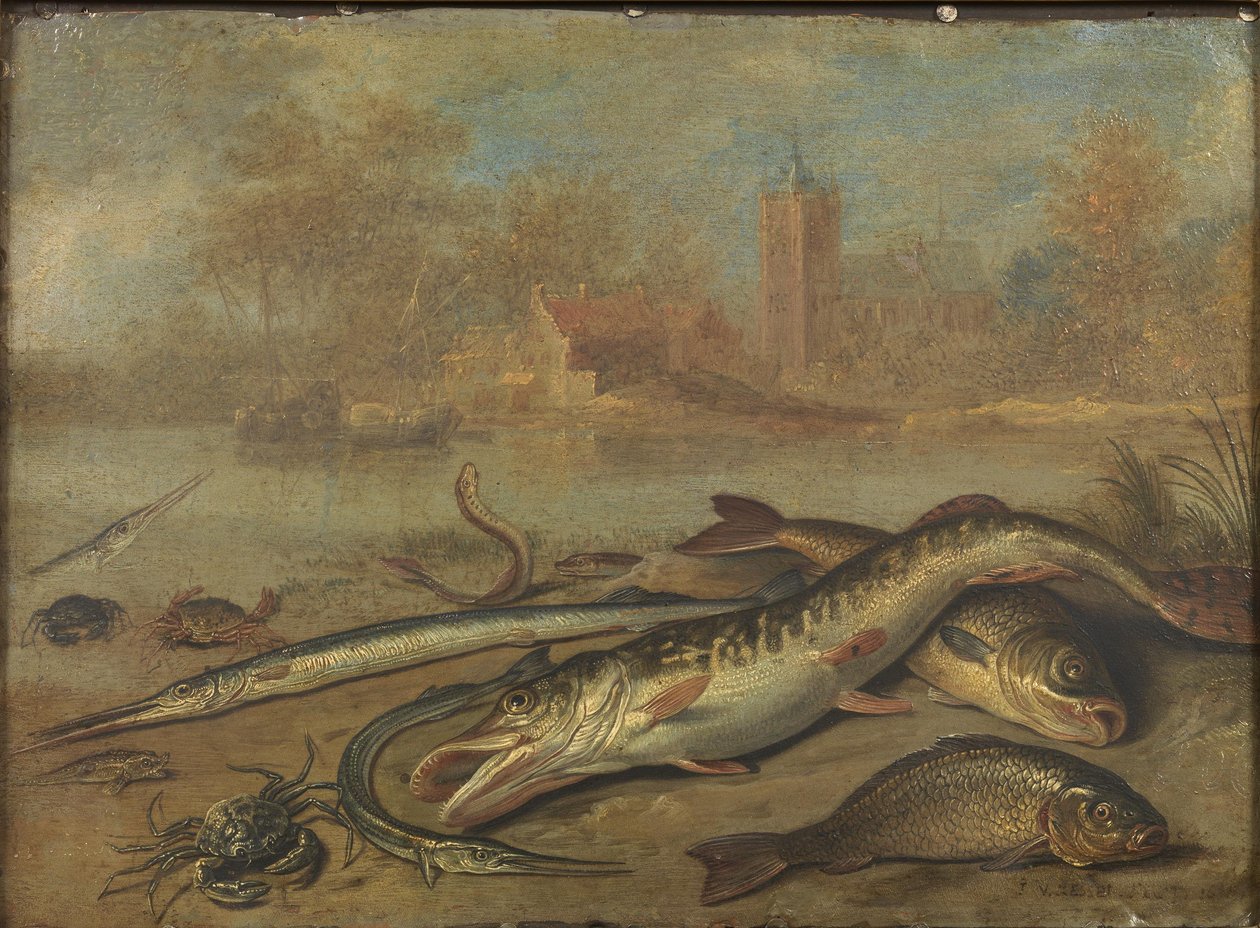 Fische und Landschaft von Jan van Kessel the Elder