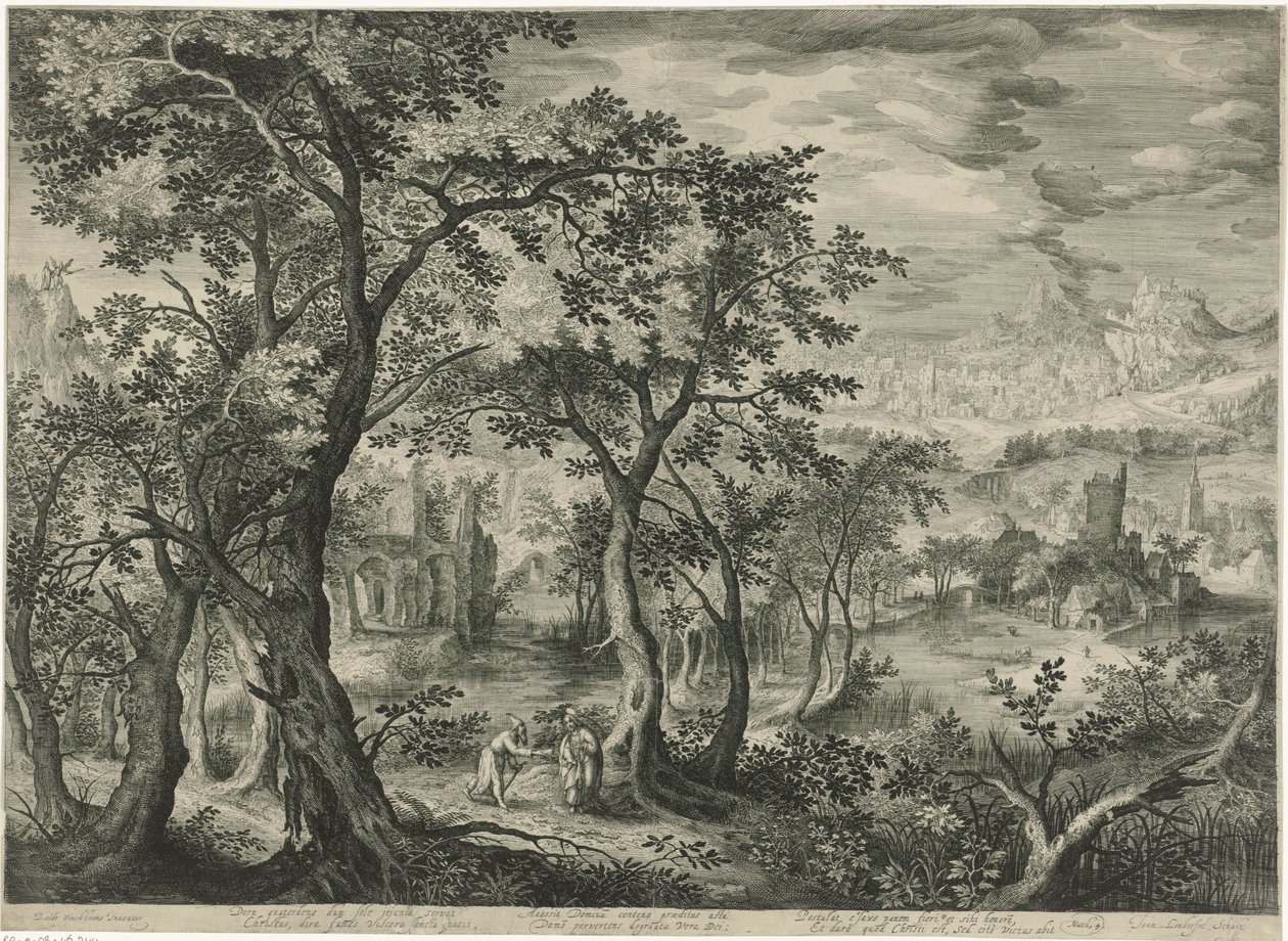 Berglandschaft mit der Versuchung Christi von Jan van Londerseel