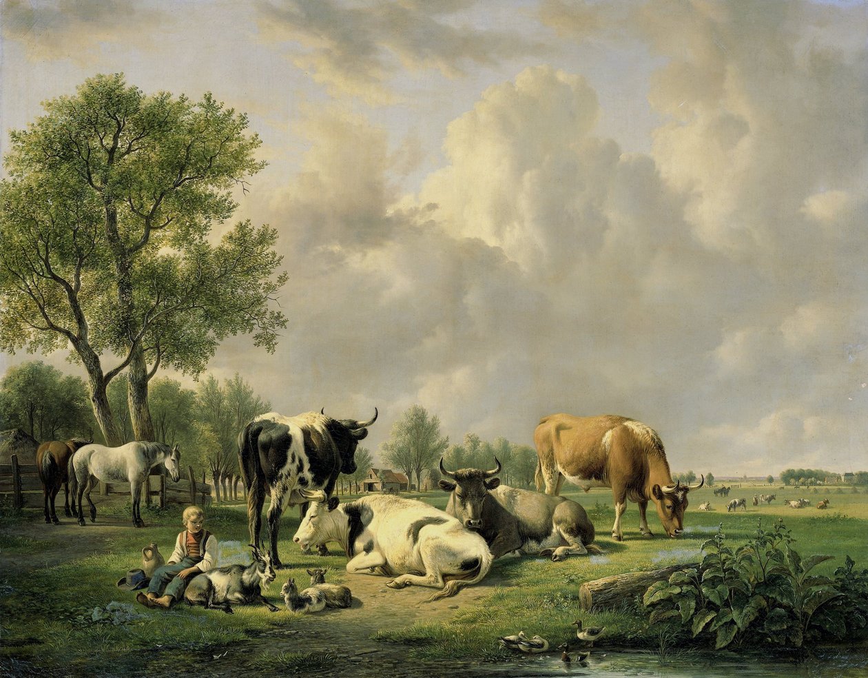 Wiese mit Tieren von Jan van Ravenswaay