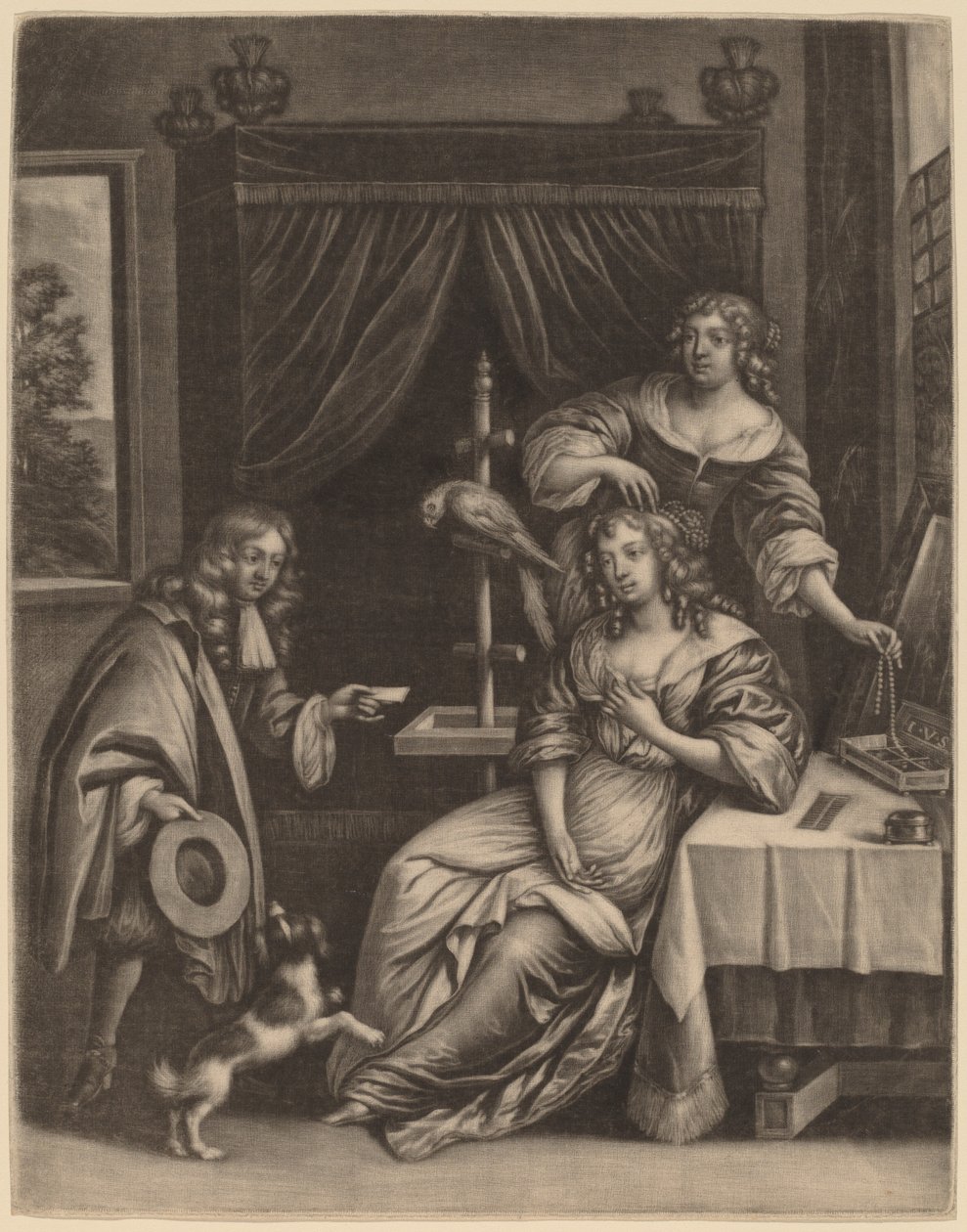 Junge, der einer Frau einen Brief überbringt von Jan van Somer