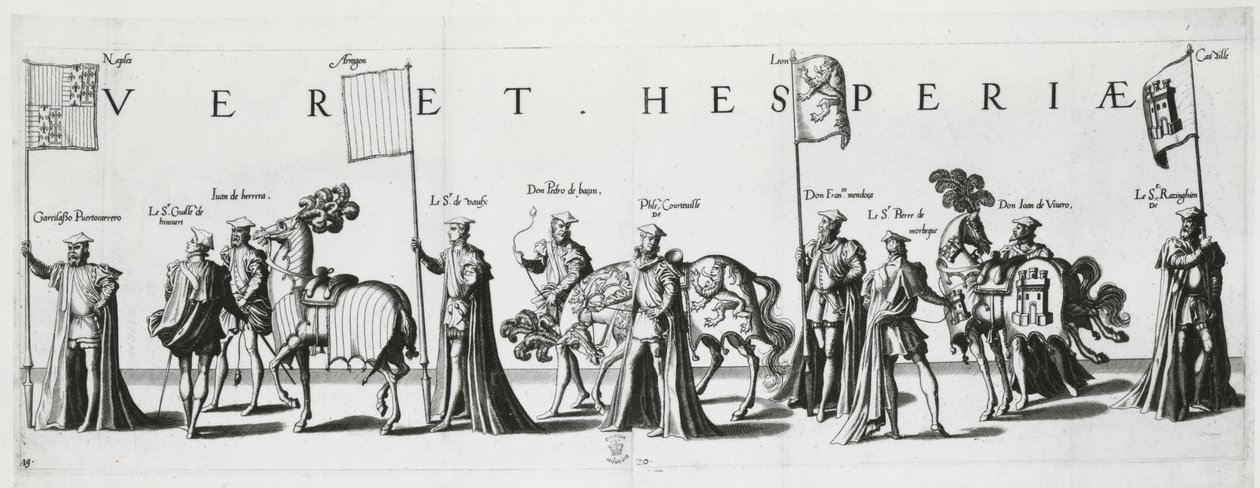 Wappen von Kastilien und León bei der Trauerprozession von Kaiser Karl V., 1559 von Jan van and Doetechum Doetechum the elder