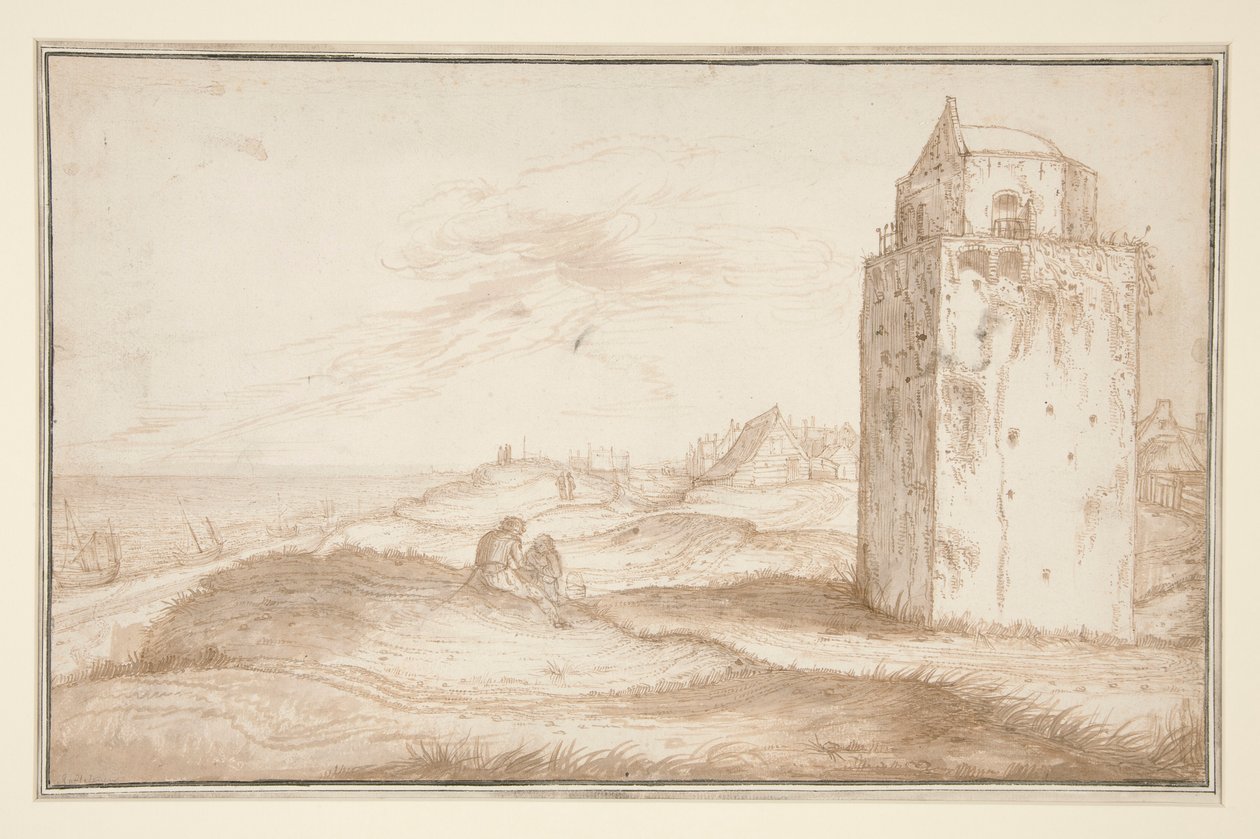 Die Dünen und der Leuchtturm bei Zandvoort von Jan van de Velde II