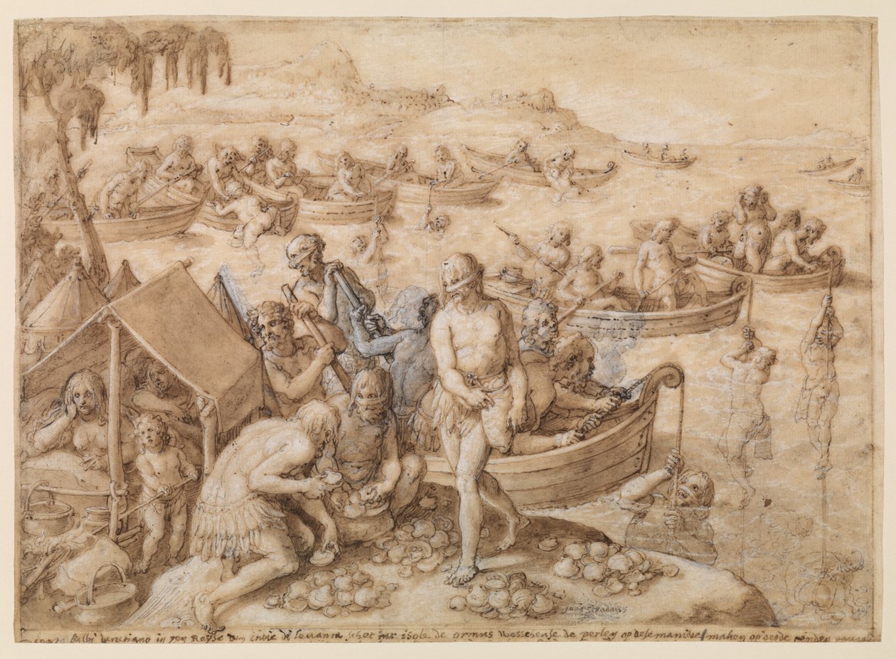 Perlentauchen, um 1596 von Jan van der (1523-1605) Straet