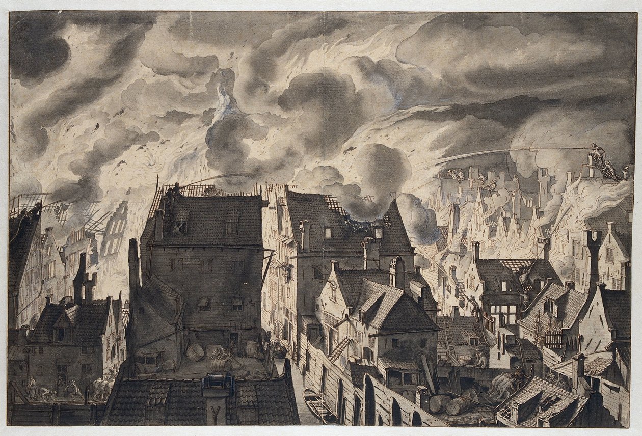 Brand an der Elandsgracht von Jan van der Heyden