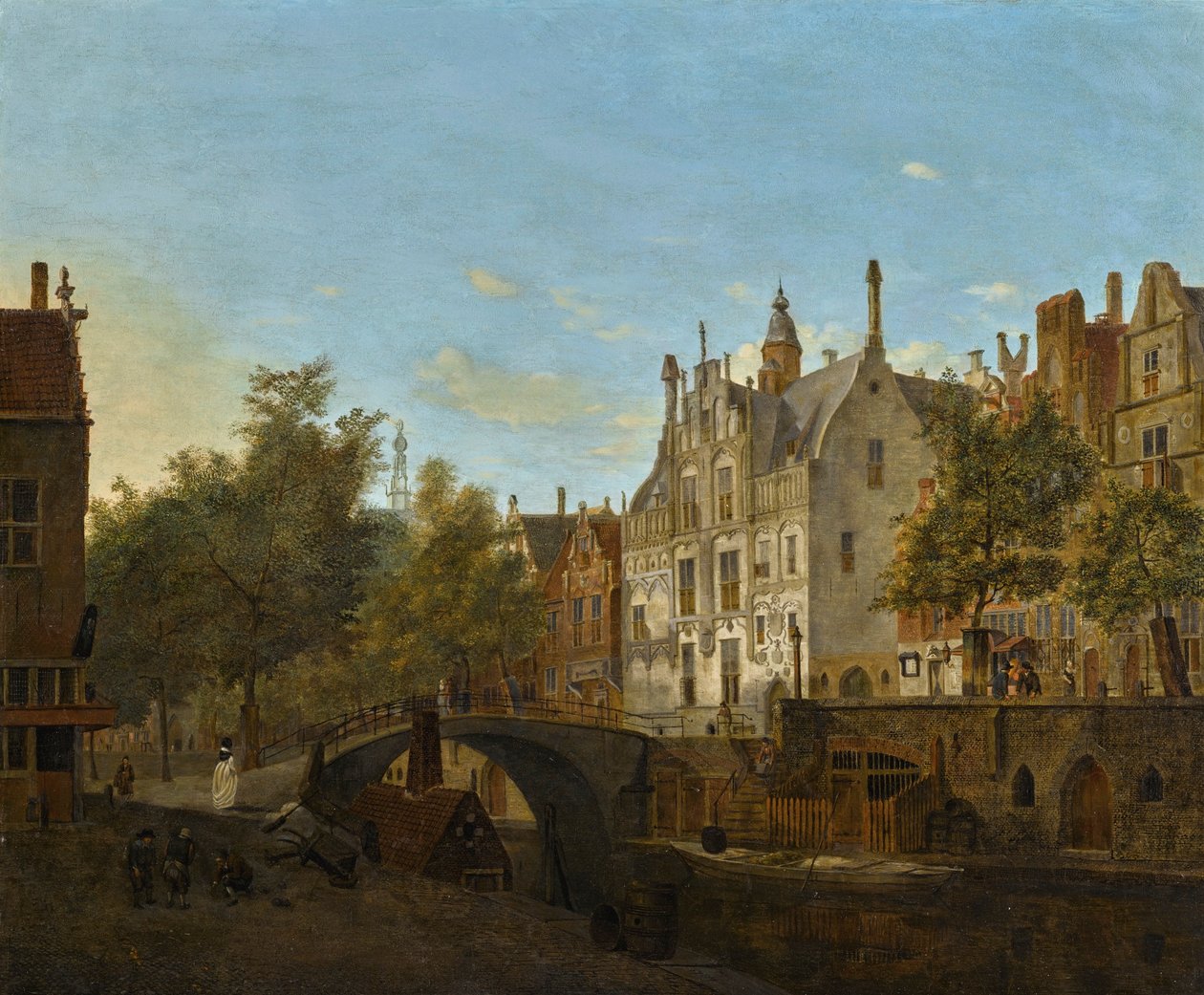 Ansicht des Oude Delft mit dem Gemeenlandshuis von Jan van der Heyden