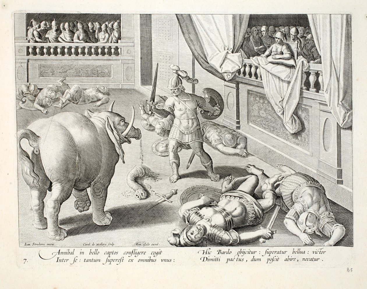 Hannibal lässt besiegte Römer gegeneinander kämpfen, Illustration aus 
