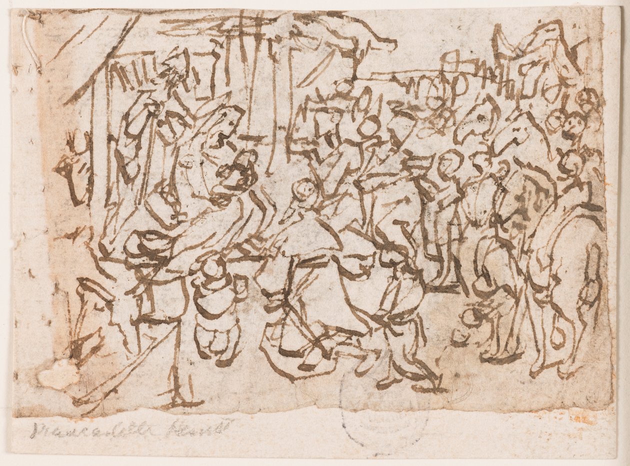 Seite eines Skizzenbuchs; Anbetung der Heiligen Drei Könige; St. Christophorus und Christuskind von Jan van der Straet, called Stradanus