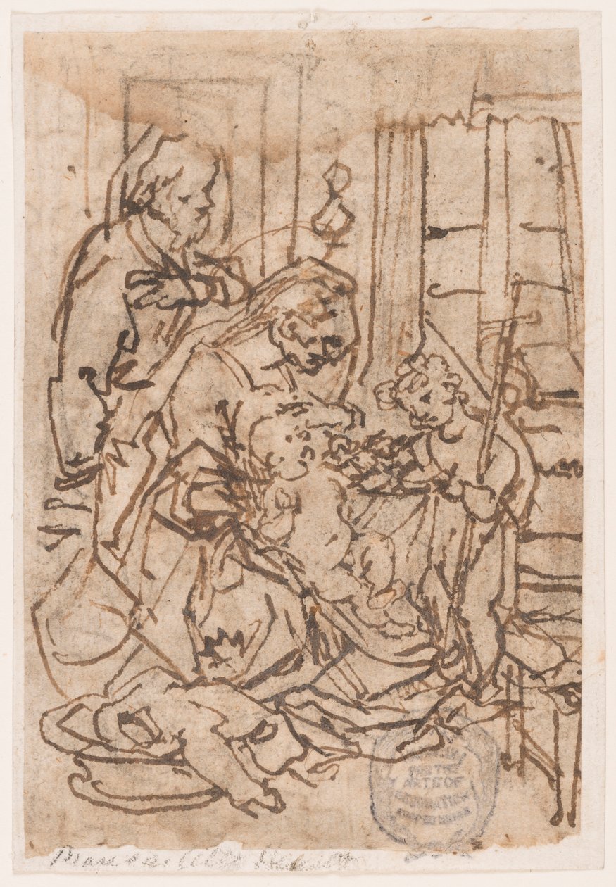 Die Heilige Familie und St. Johannes der Täufer von Jan van der Straet, called Stradanus