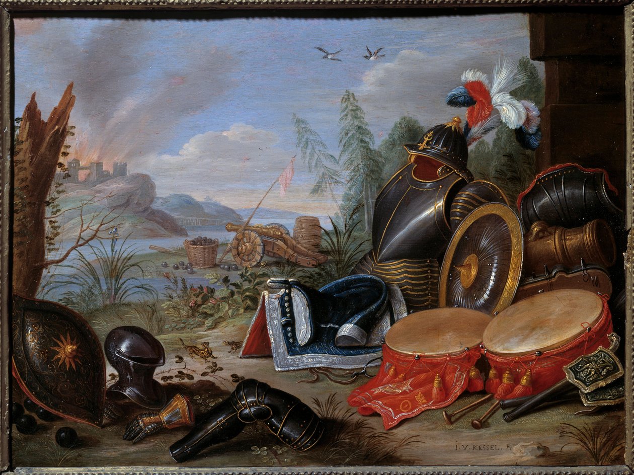 Trophäe der Waffen. Gemälde von Jan I Kessel der Ältere (1626-1679) von Jan van the Elder Kessel