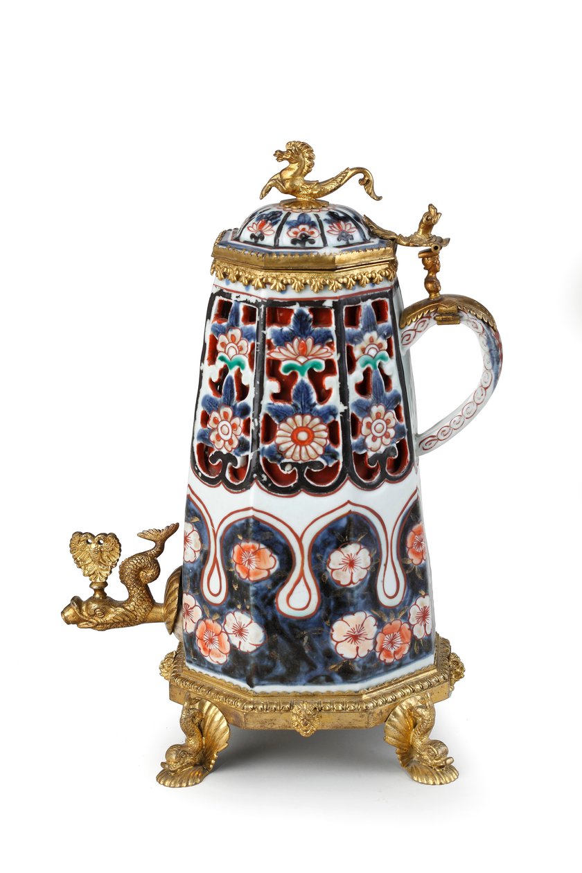 Eine seltene elegant montierte Imari-Kaffeekanne und Deckel von Japanese School