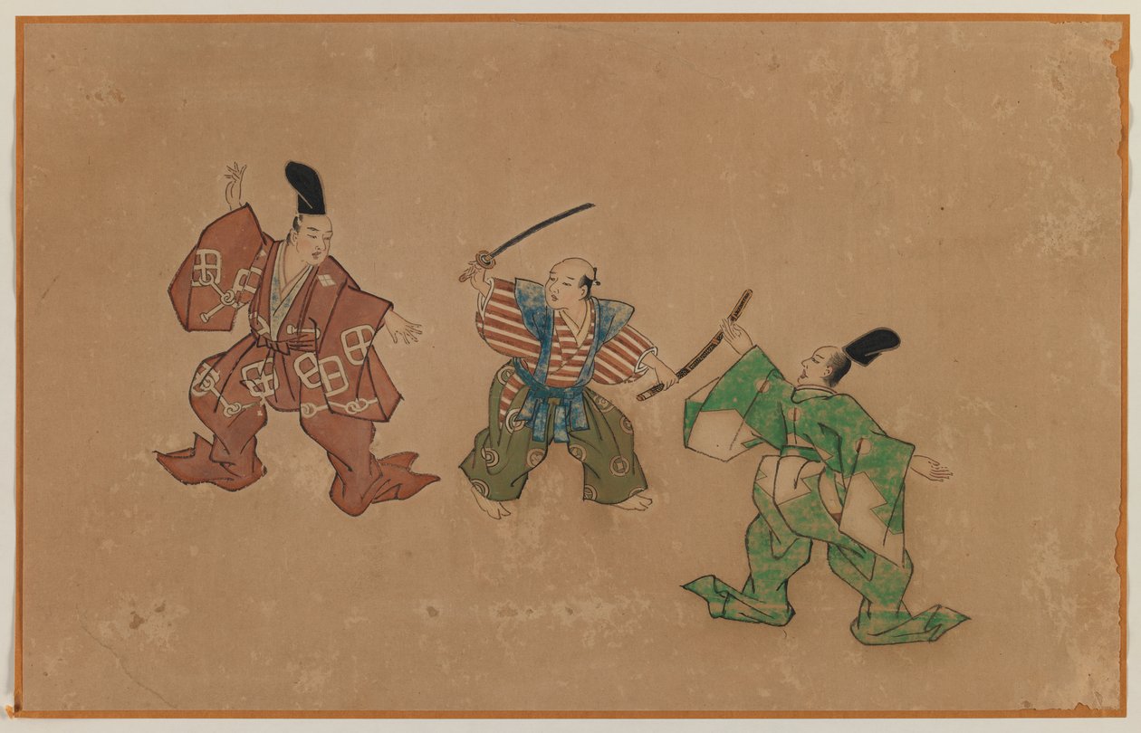 Das Schwert ziehen, Albumblattmalerei von Japanese School