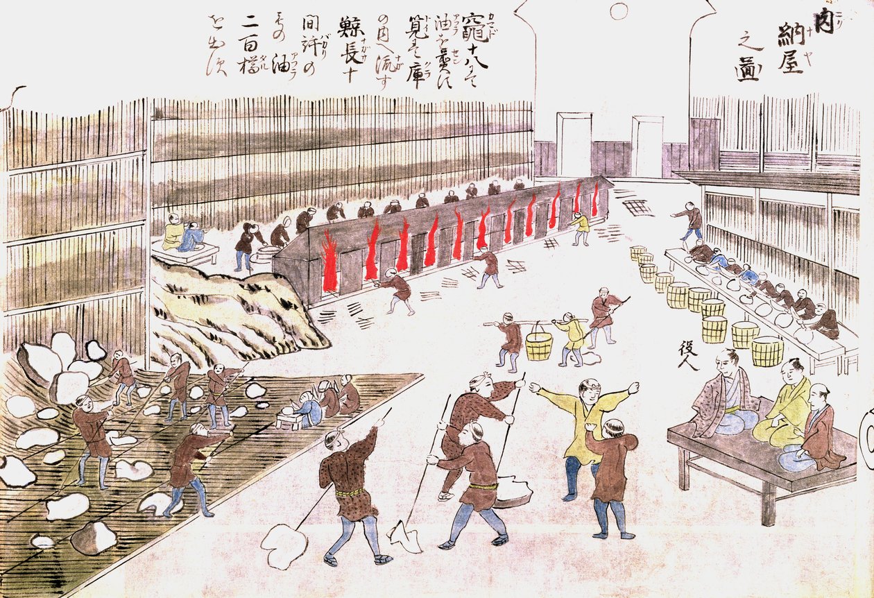 Fabrik zur Herstellung von Walprodukten, spätes 19. Jahrhundert von Japanese School