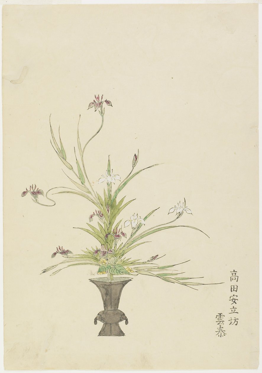 Blumenarrangement von Takada Anritsub? Untai, Schwertlilien von Japanese School