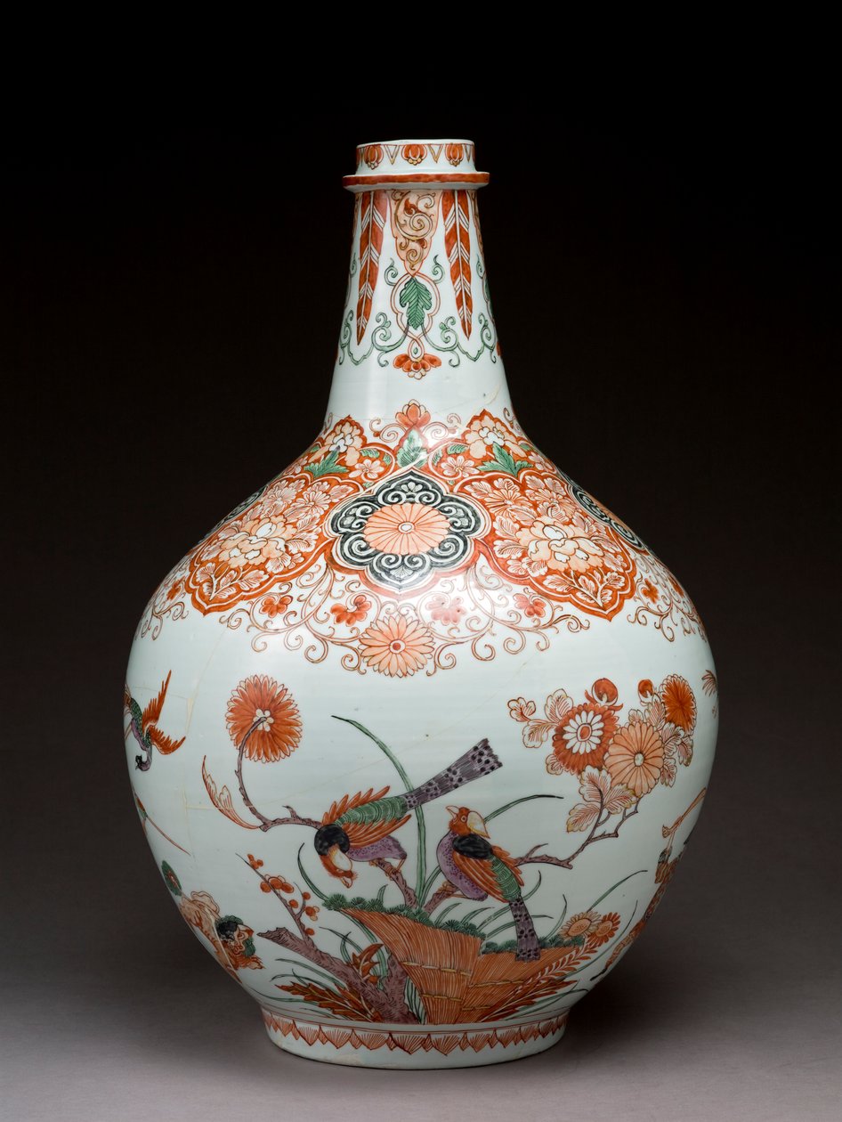 Große Flaschenvase, dekoriert in Holland im Imari-Stil, Ko-Imari, spätes 17. Jahrhundert von Japanese School