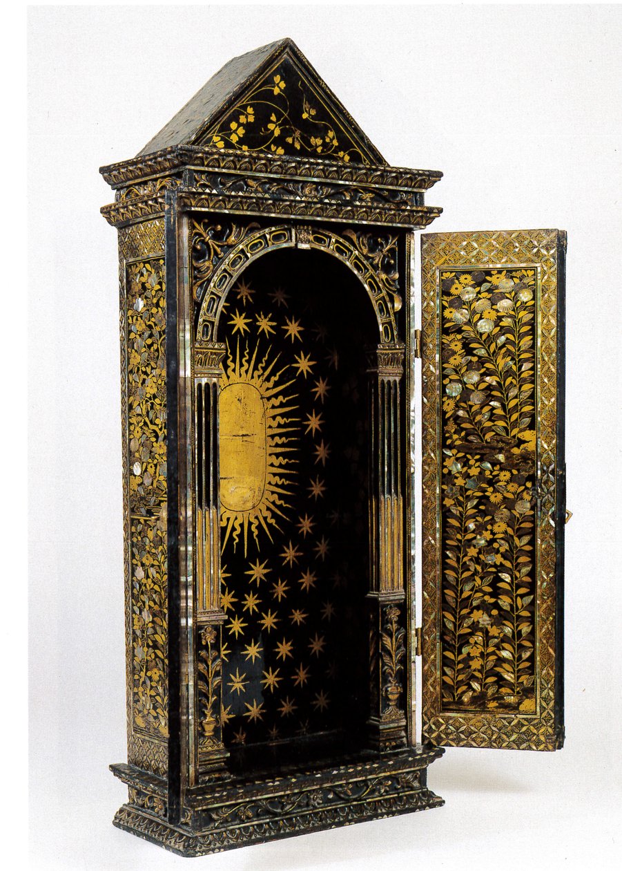 Namban christliches tragbares Heiligtum, entworfen zur Aufnahme einer religiösen Statuette, Momoyama-Periode von Japanese School