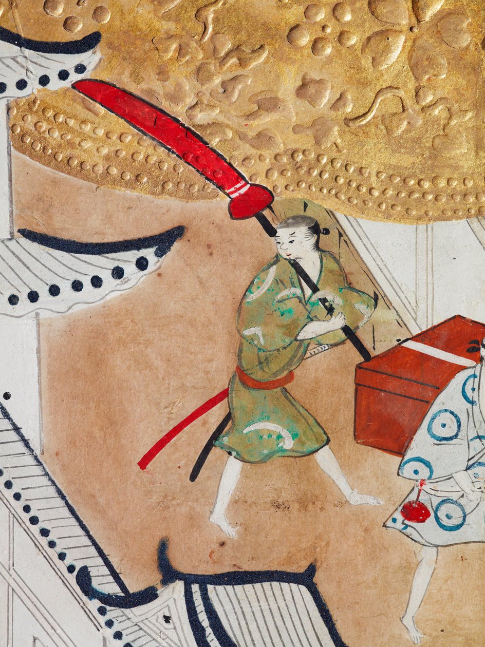 Osakazu Byobu - Japanischer achtteiliger Wandschirm von Japanese School