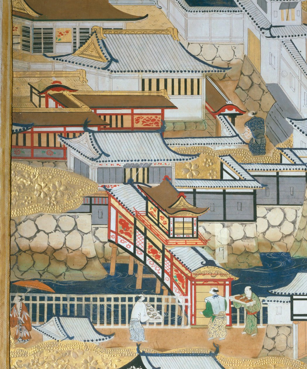 Osakazu Byobu - Japanischer achtteiliger Wandschirm von Japanese School