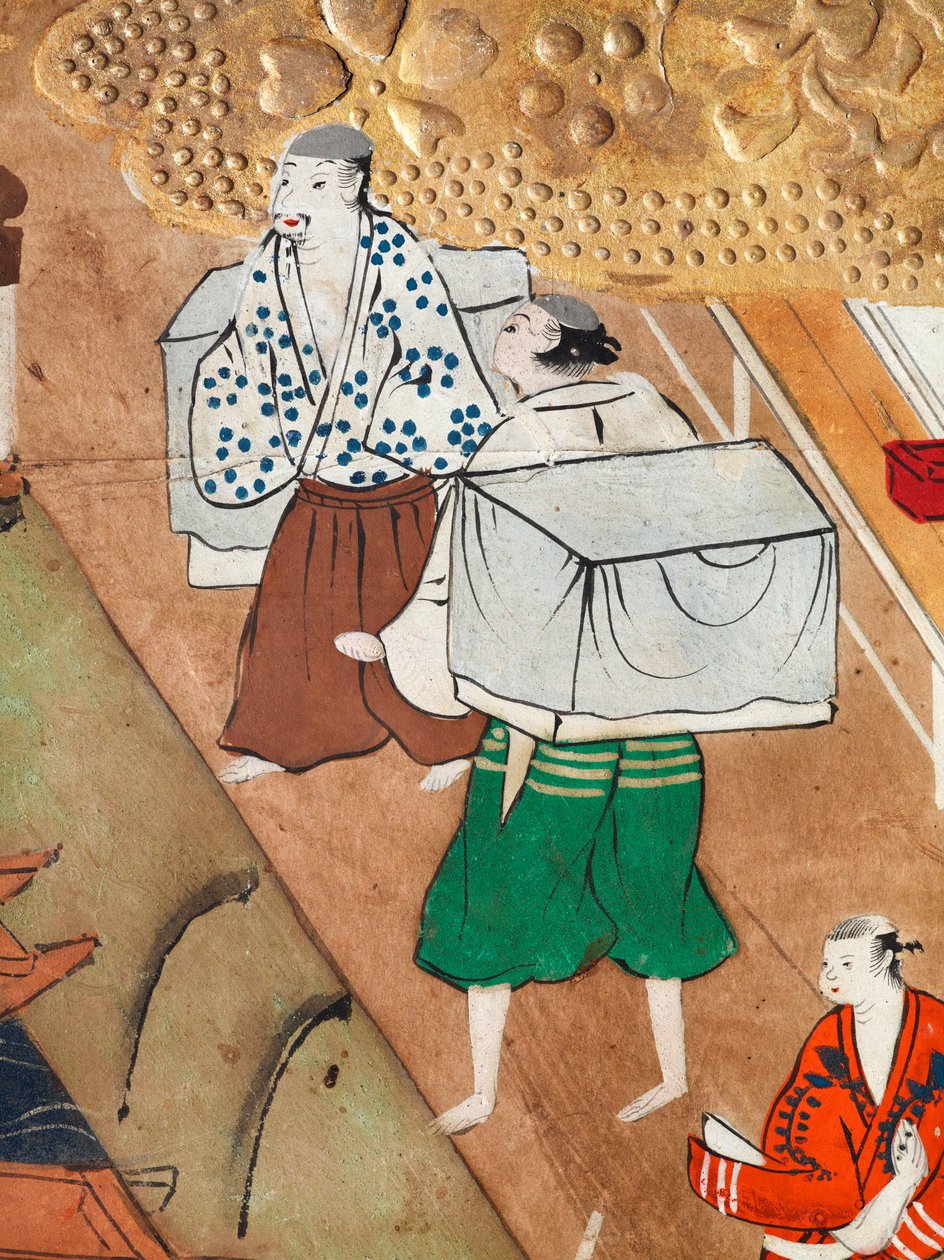 Osakazu Byobu - Japanischer achtteiliger Paravent von Japanese School
