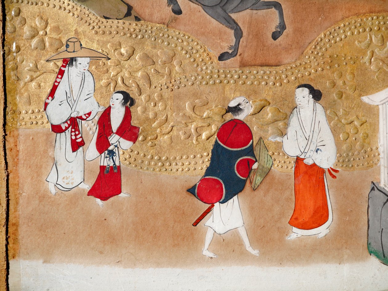 Osakazu Byobu - Japanischer achtteiliger Paravent von Japanese School