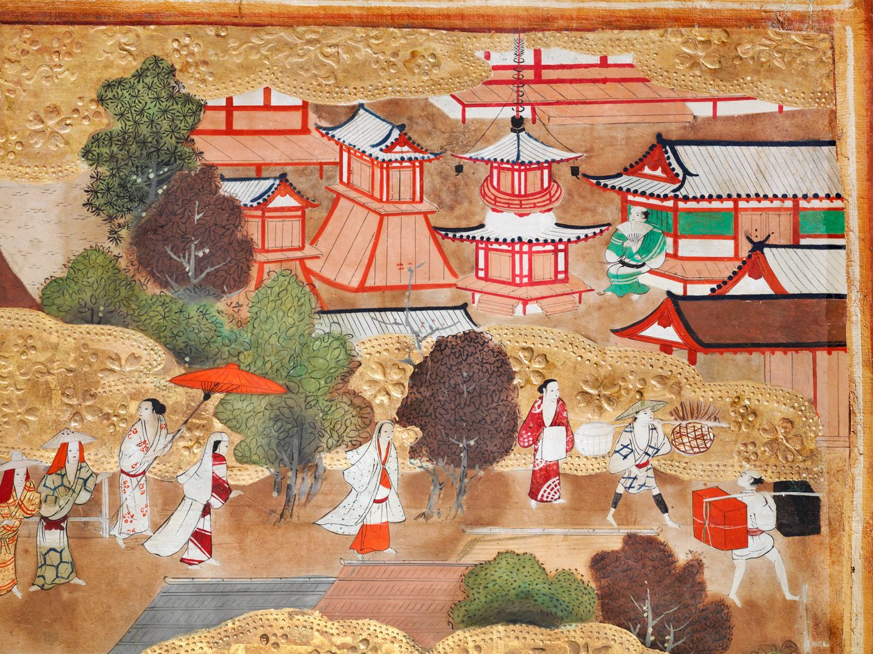 Osakazu Byobu - Japanischer achtteiliger Paravent von Japanese School