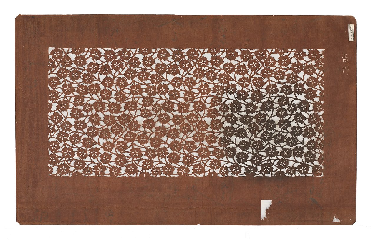 Papierstencil (Katagami), späte 19. Jahrhundert (Maulbeerbaumrindenpapier behandelt mit Persimmonsaft) von Japanese School