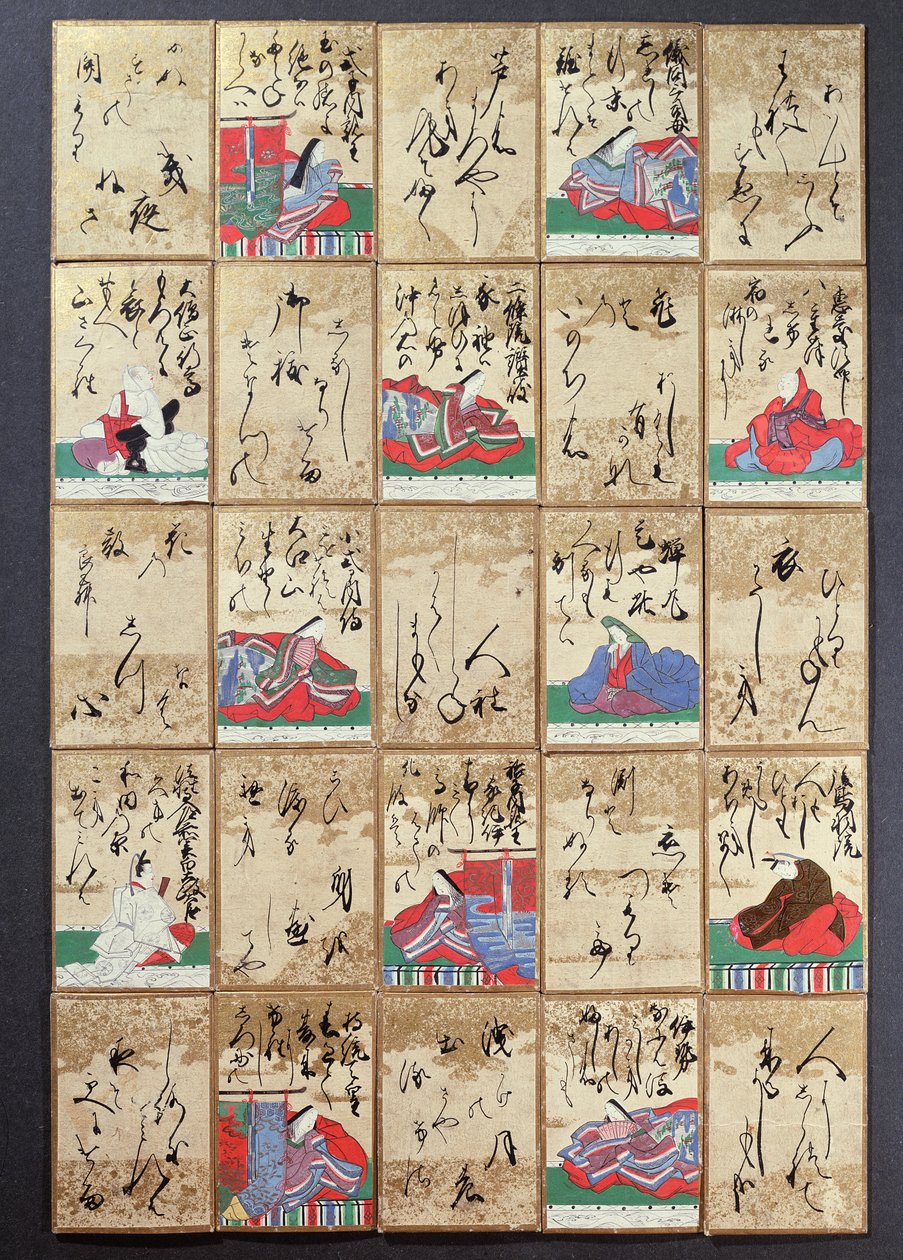 Spielkarten mit 100 Dichtern und Gedichten, verkauft auf der Weltausstellung in Paris 1867 von Japanese School