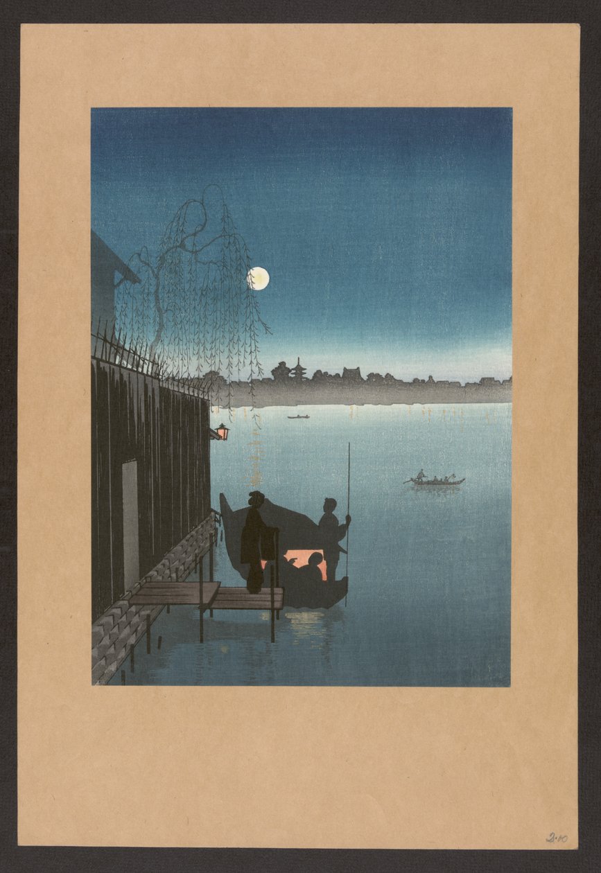 Sanbashi-Brücke in Fukugawa bei Nacht, ca. 1900-20 von Japanese School