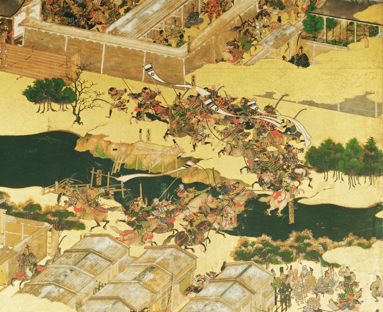 Die Schlacht von Hogen von einem Bildschirm, Momoyama-Periode (1568-1600) (Detail) von Japanese School
