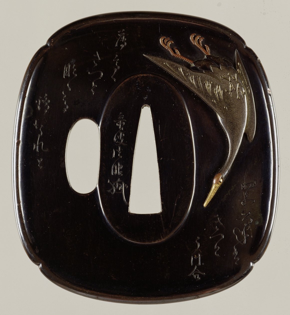 Tsuba Schwertschutz (shakudo Kupfer- und Goldlegierung) von Japanese School
