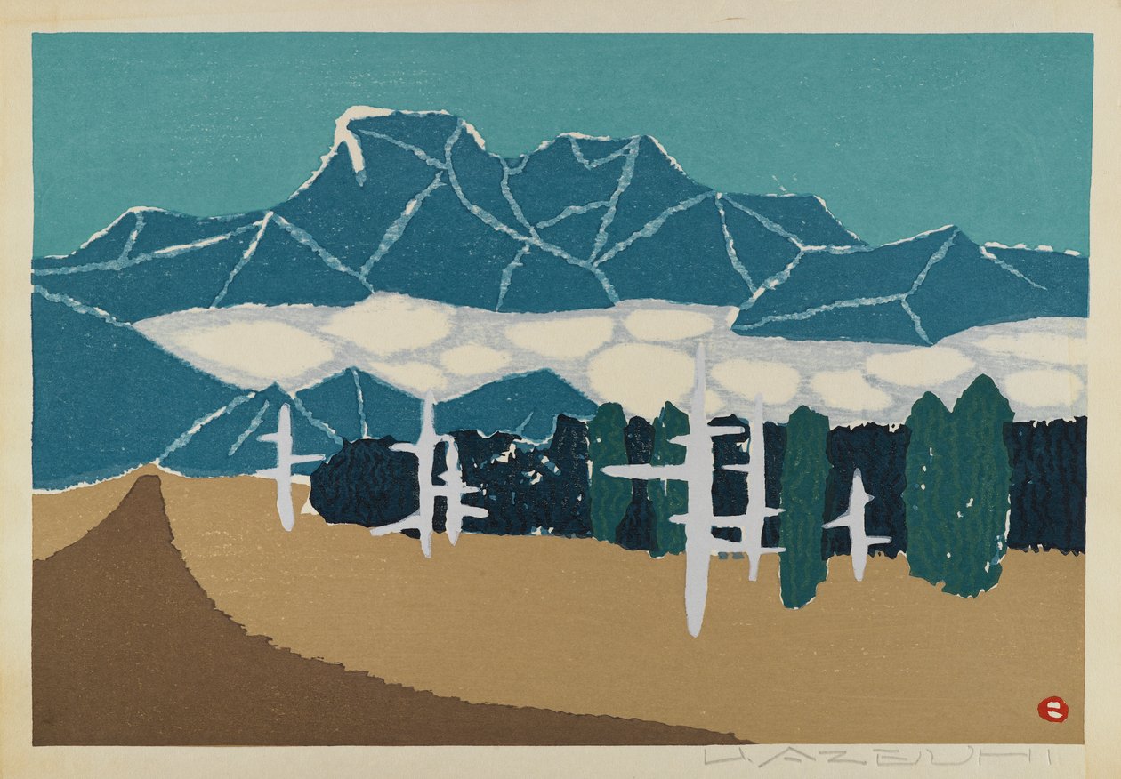 Ohne Titel (Schneelandschaft), zugeschrieben U. Azeuhi von Japanese School