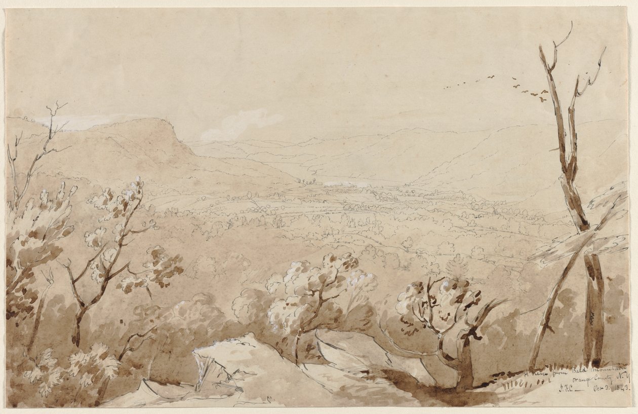 Ein Blick vom Bald Mountain, Orange County, N. Y., 1843 von Jasper Francis Cropsey