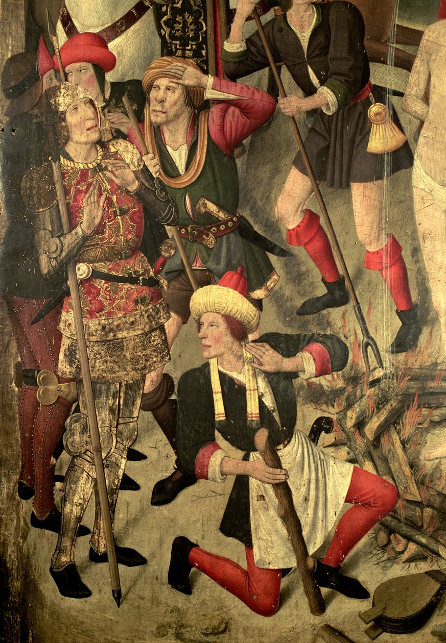 Altarbild des Hl. Vinzenz: Folterung des Hl. Vinzenz auf dem Grill, Dacian und Henker (Detail) von Jaume Huguet
