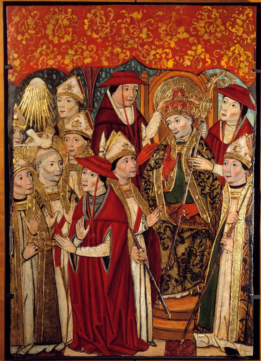 Die Wahl von Saint Fabien zum Papst (236 bis 250). Gemälde von Jaime Huguet (1415-1492) von Jaume Huguet