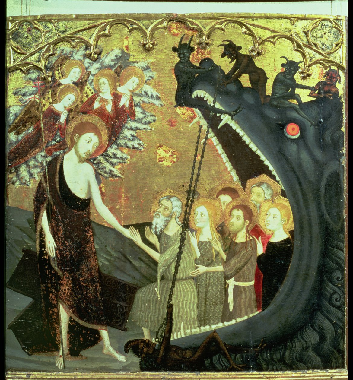 Tafel des Abstiegs in den Limbus, vom Altarbild des Klosters Santo Sepulchro, Zaragoza von Jaume Serra
