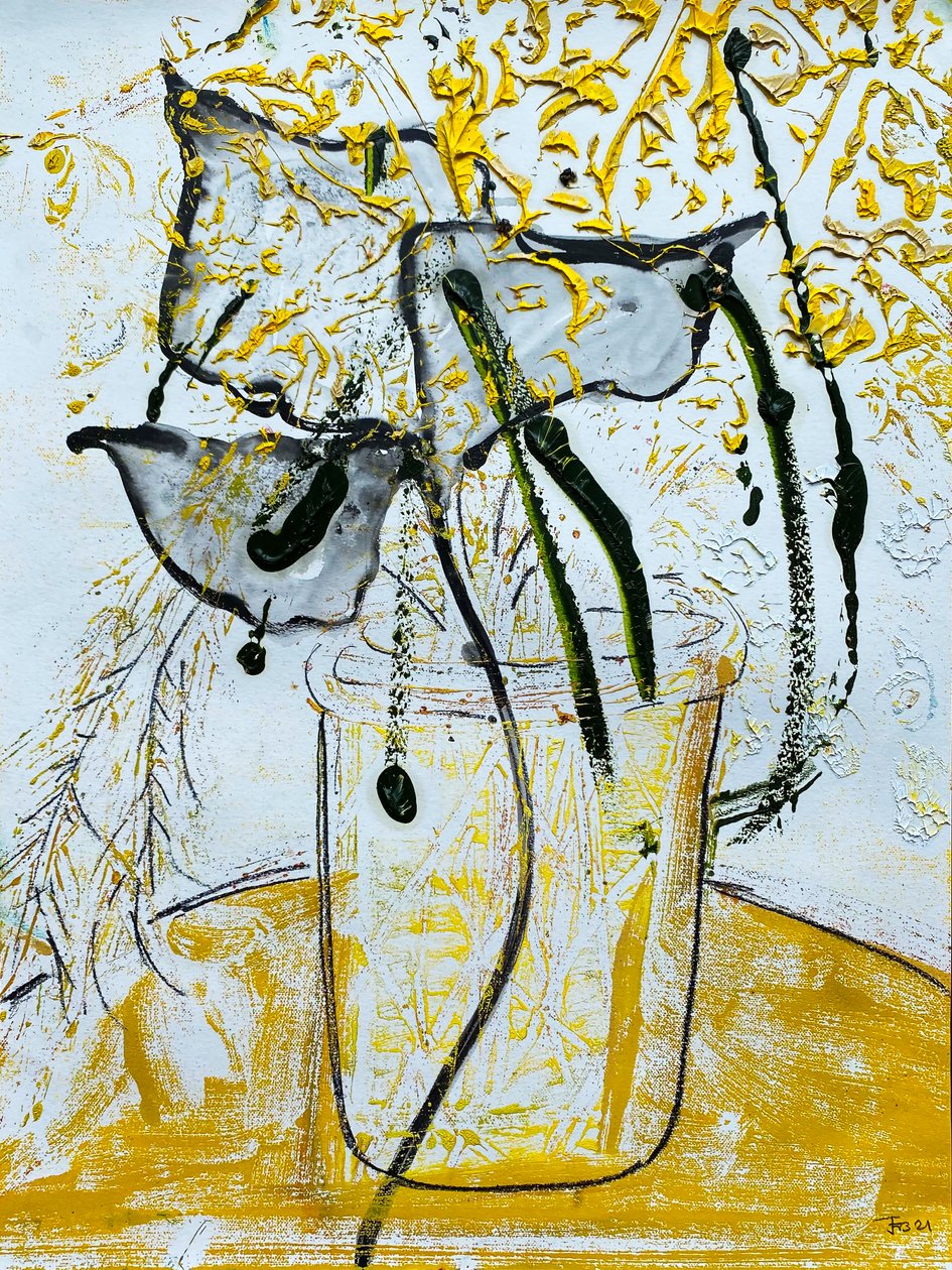 Fleur De Sel Nr. 08 Gold Schwarz Weiß Monotypie, 2021 von Jay Batlle