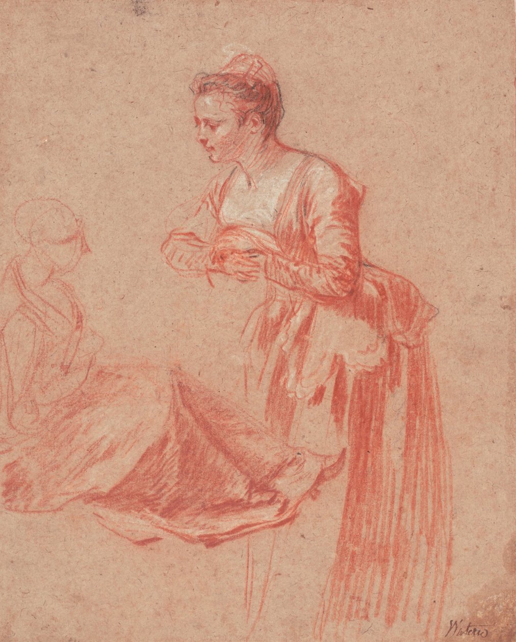 Zwei Figurenstudien einer jungen Frau, 1715-1717 von Jean Antoine Watteau