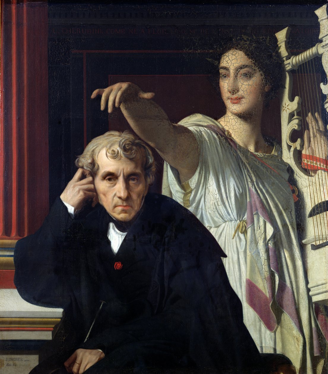 Porträt des italienischen Komponisten Cherubini (1760-1842) und die Muse der lyrischen Poesie, 1842 von Jean Auguste Dominique Ingres