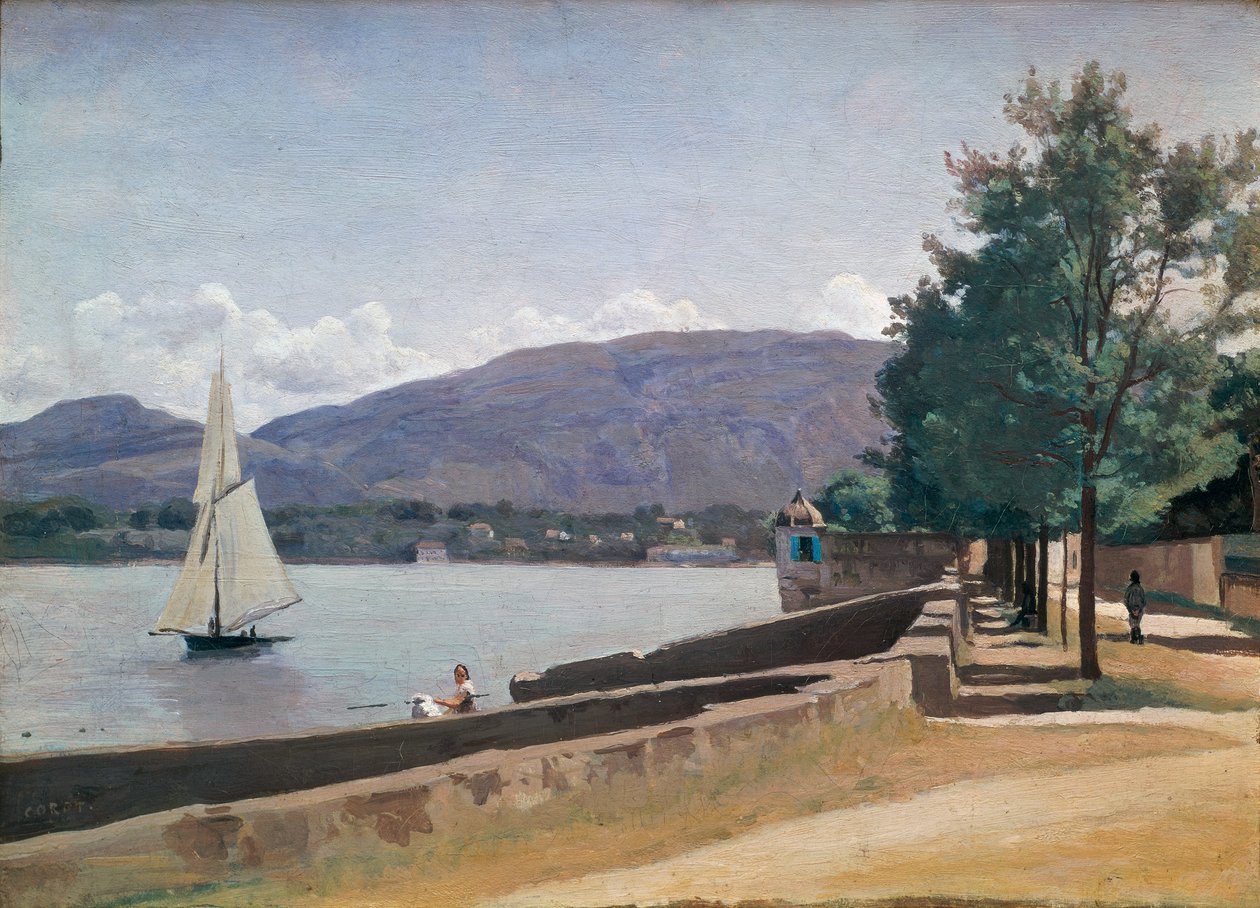 Der Quai des Paquis, Genf, um 1842 von Jean Baptiste Camille Corot