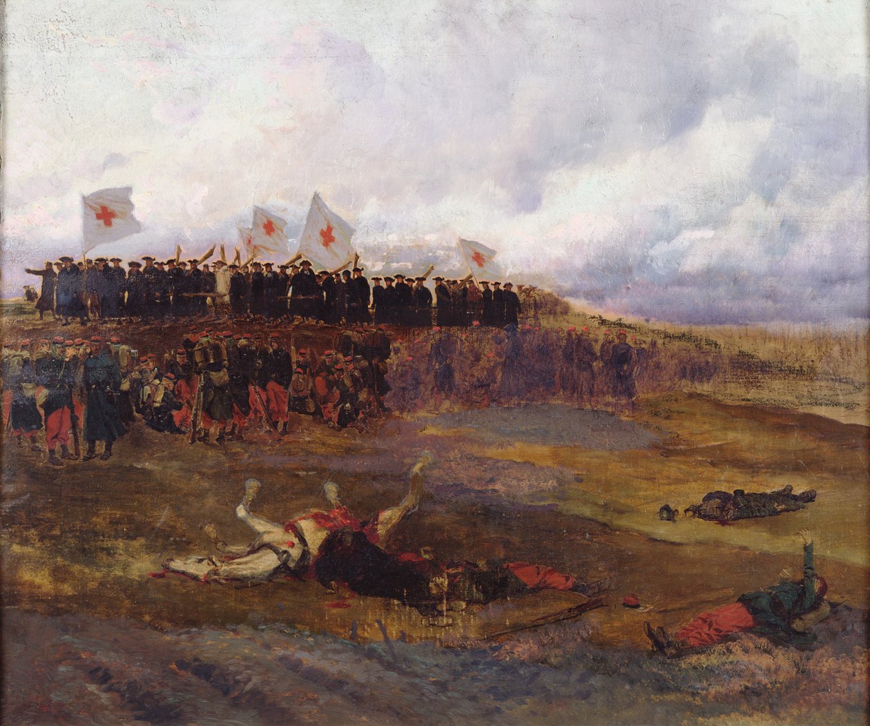 Tragbahren auf dem Schlachtfeld während der Belagerung von Paris von Jean Baptiste Edouard Detaille