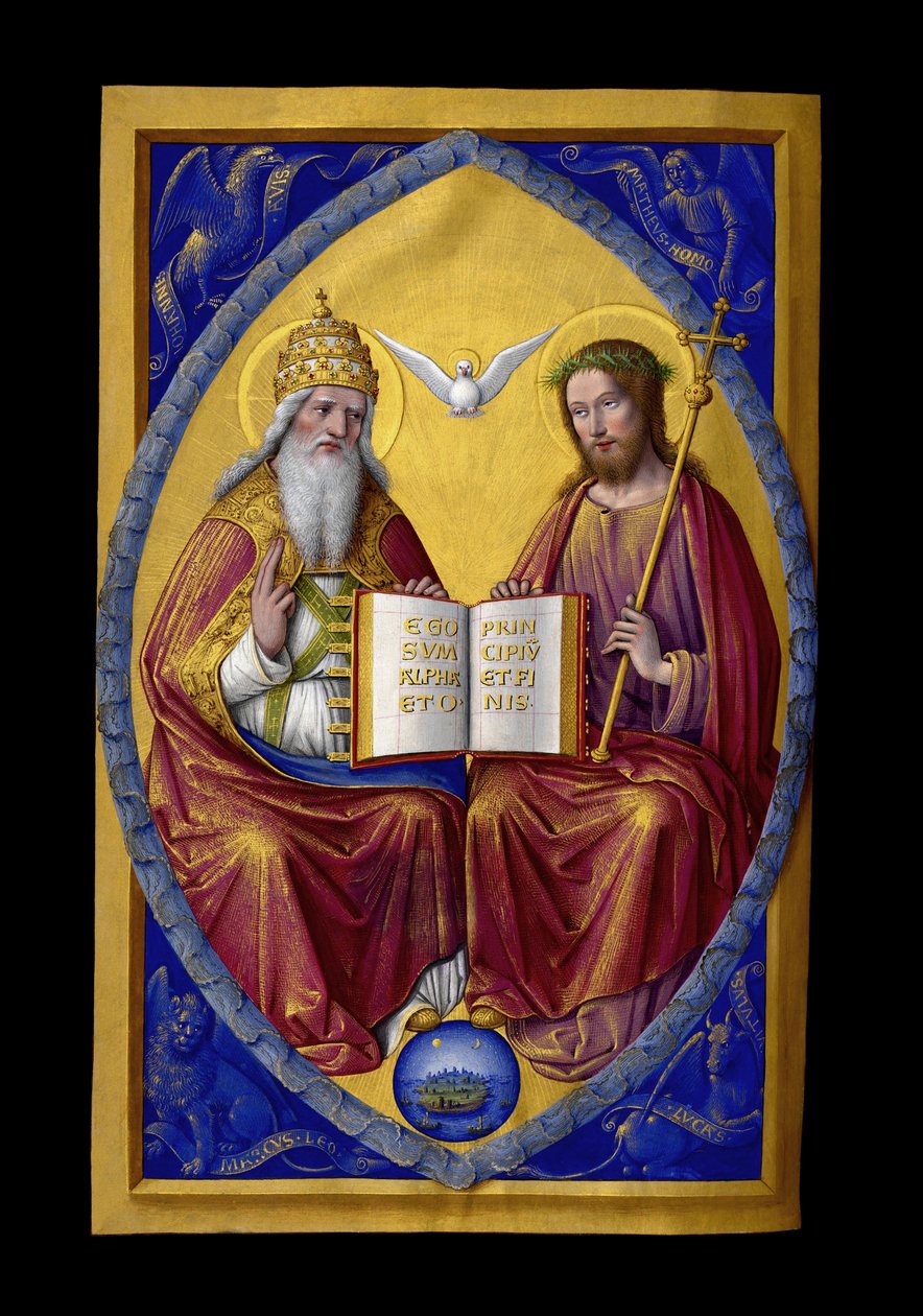 Die Heilige Dreifaltigkeit, Miniatur aus den Grandes Heures von Anne de Bretagne, Königin von Frankreich (1477-1514) von Jean Bourdichon