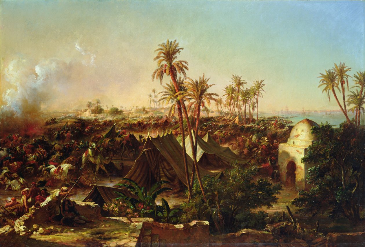 Schlacht mit Palmen und Zelten von Jean Charles Langlois
