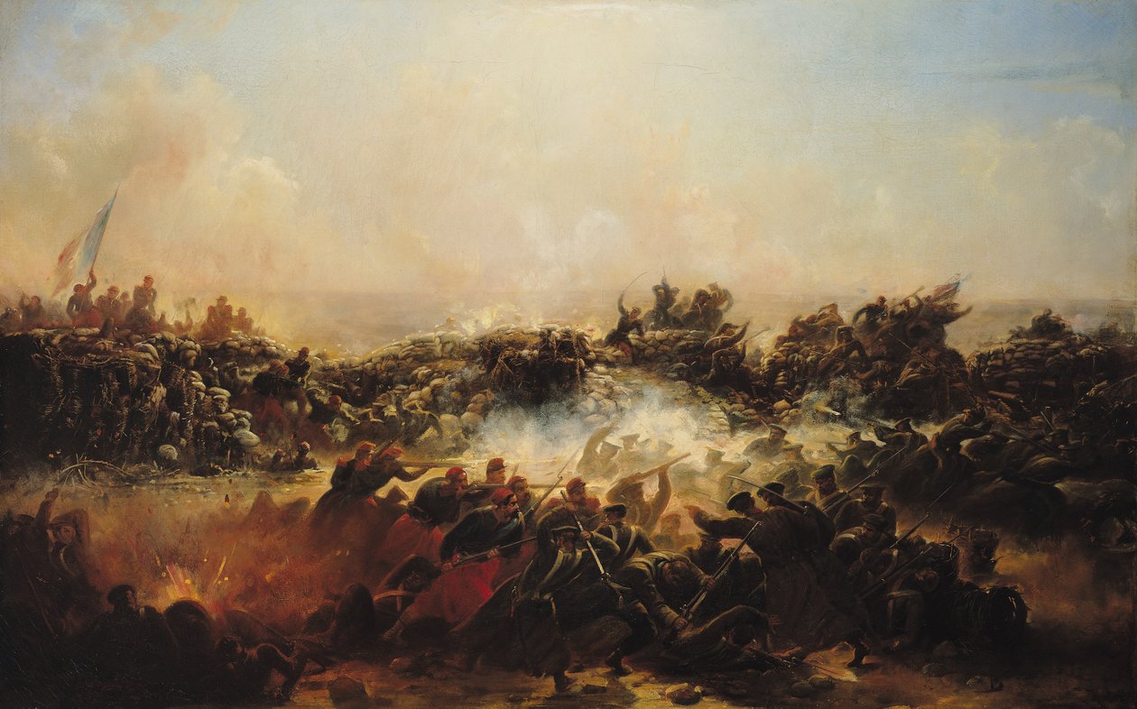 Die Schlacht von Sebastopol, rechter Abschnitt des Triptychons, nach 1855 von Jean Charles Langlois