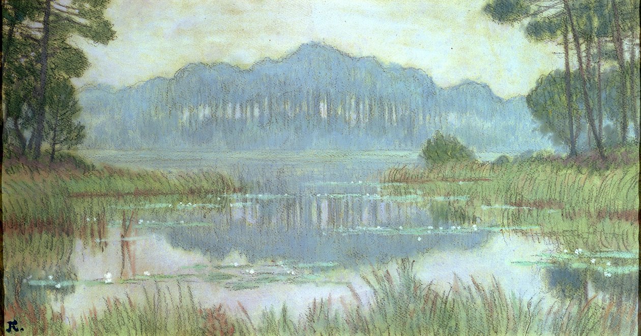 Landschaft mit überwachsenem Teich, ca. 1900 von Jean Francis Auburtin