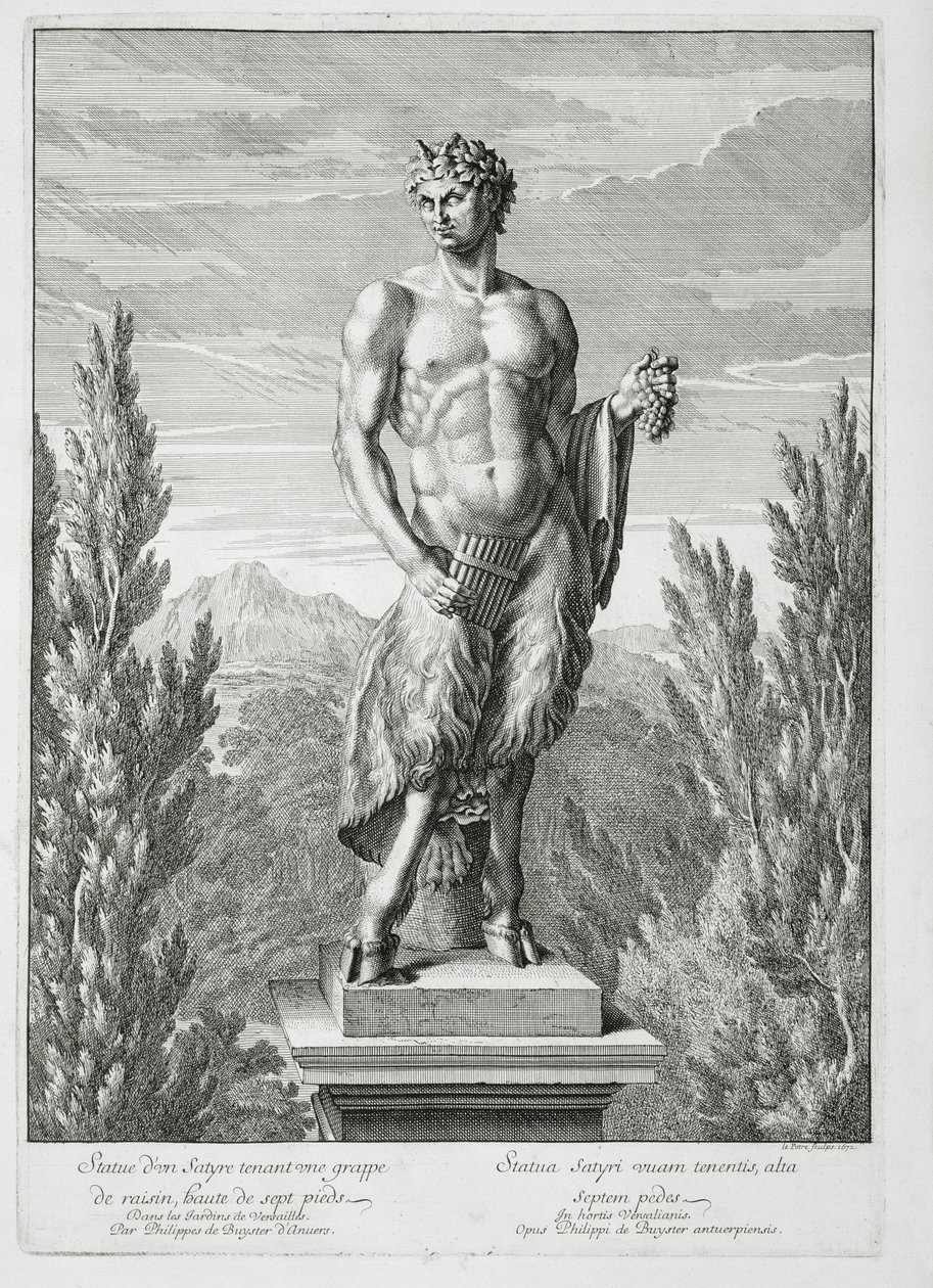 Statue eines Satyrs, der eine Traube hält, Versailles, 1672, aus 