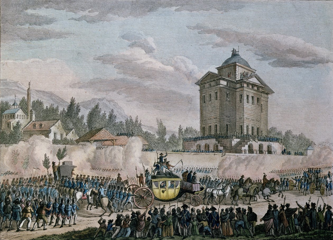 Die Rückkehr nach Paris von Ludwig XVI. (1754-93) aus Varennes, 26. Juni 1791, graviert von Reinier Vinkeles (1741-1816) und Daniel Vrydag (1765-1822) von Jean Louis the Younger Prieur