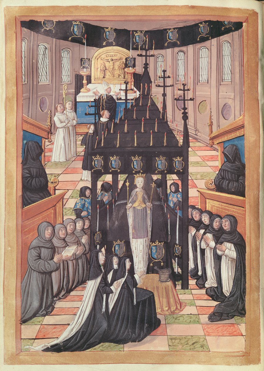 Fol.12v Auszug von Anne de Bretagne (1477-1514) in der Kirche Saint-Saveur de Blois, 1515 von Jean Perreal